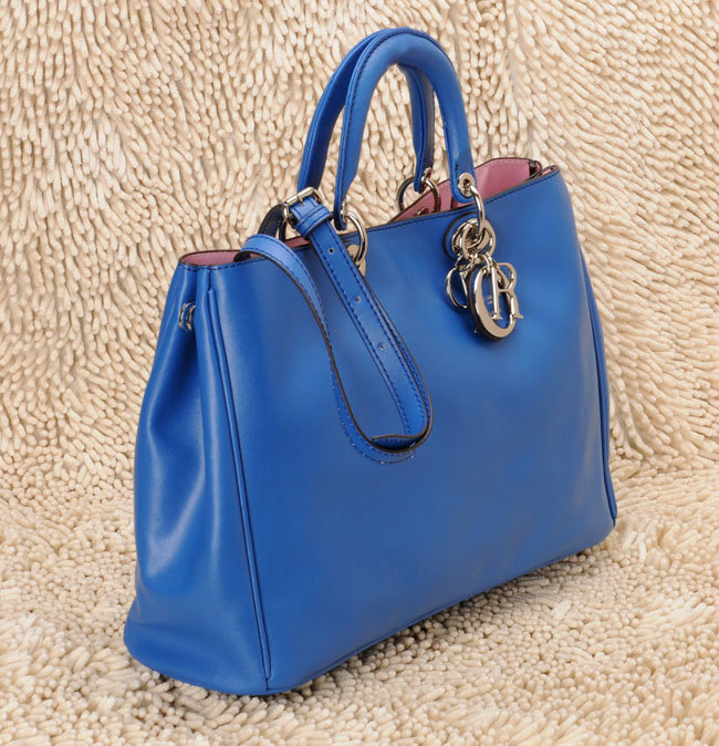 Christian Dior diorissimo nappa leather bag 0901 roya blue with silver hardware - Click Image to Close